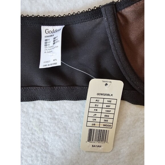 Goddess Bra Women's Black Underwire Style GD6020BLK Size 38DDD - Picture 6 of 9